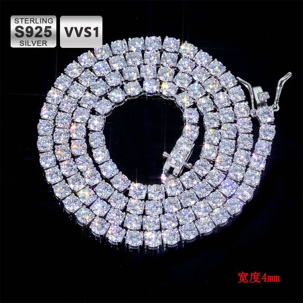 ICEBLING Iced Out Moissanite Tennis Chain Men Women Hip Hop Jewelry 925 Silver VVS Necklace with GRA Certificate