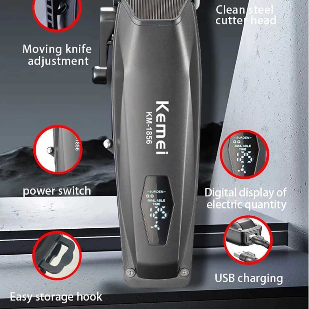 Kemei Professional Barber Hair Clippers USB Rechargeable Cordless Hair Trimmer Powerful Hair Cutting Grooming Machine for Men R250926