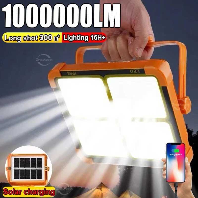 NEW 2400mAh Solar Rechargeable Camping Lantern High Power Bank LED Tent Light Powerful Magnet Flashlight Repair Emergency Lamp C250925