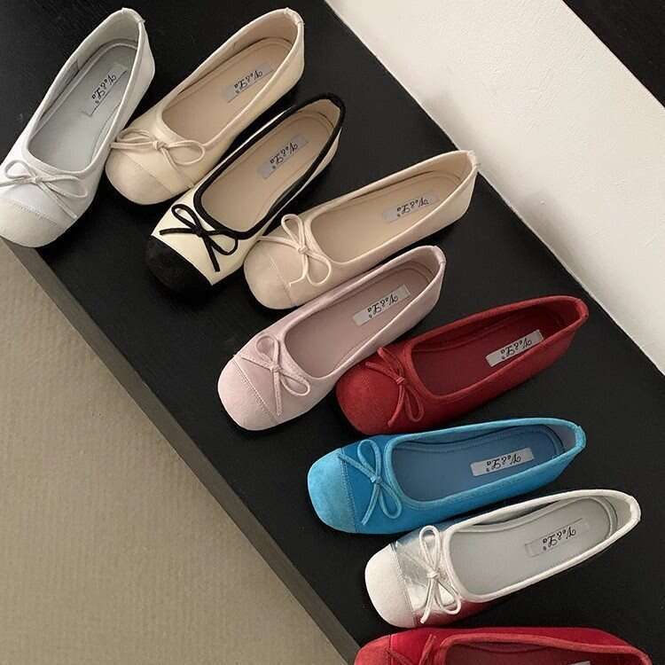 Women's Small French Style Evening Breeze Soft Sole Flat Bow Designer Shoe Early Spring Single New Blue Ballet Shoes