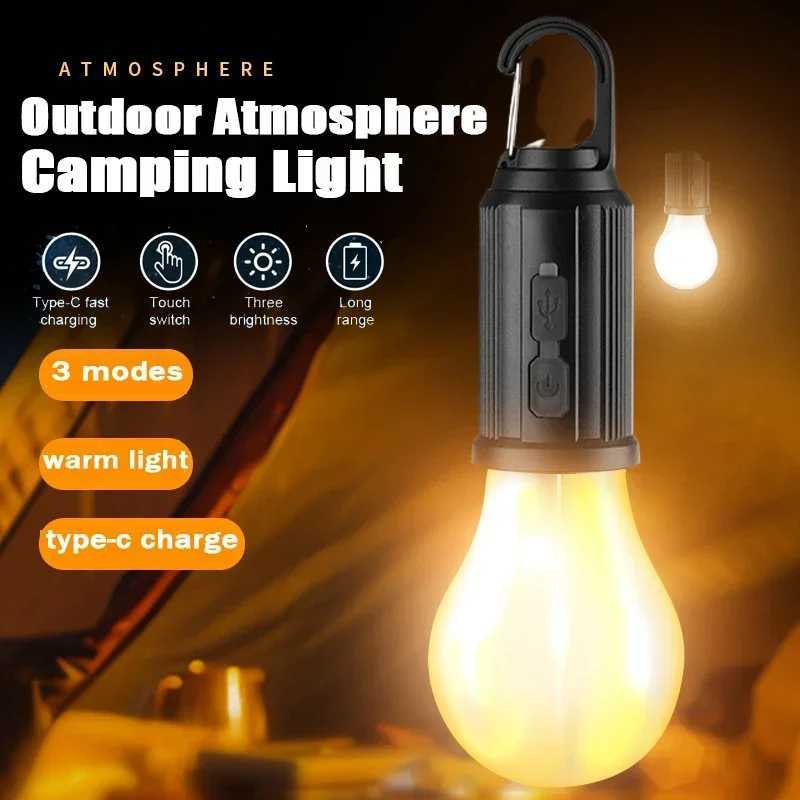 Outdoor USB Rechargeable LED Lamp Bulbs High Brightness Emergency Light Hook Up Camping Fishing Portable Lantern Night Lights C250925
