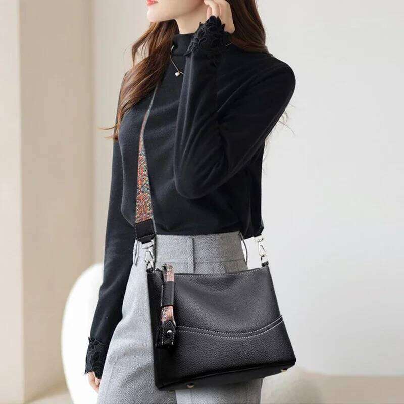 Women's Fashion Cow Leather Crossbody Bags Female Casual Commute Soft Handbags Ladies Retro Real Cowhide Shoulder Bag For Lady Suotong2509