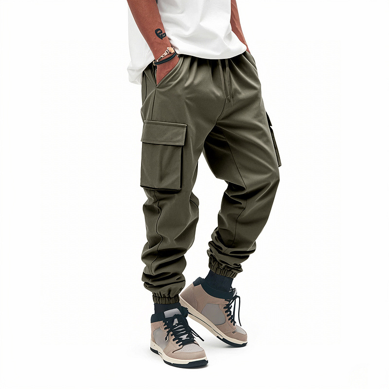 Men's Oversized Cargo Pants with Tapered Legs - Multi-Pocket American Workwear Design for Urban Exploration and Casual Wear European size: S-3XL