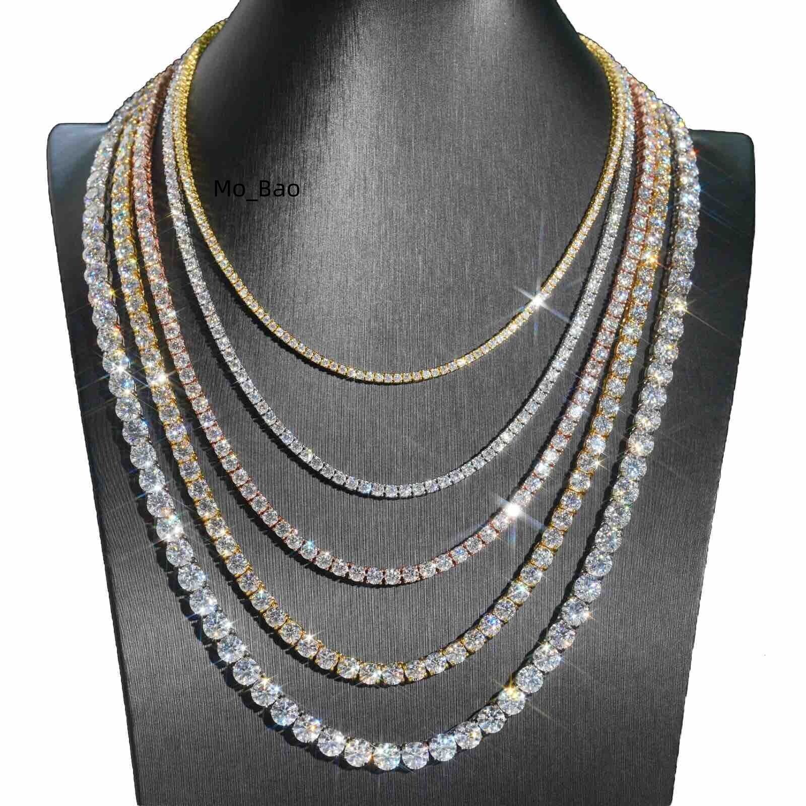 Custom GRA Jewelry 925 Sterling Silver Vvs Tennis Ice Out Lab Grown Diamond Mossanite Moissanite Necklace Chain for Women Men