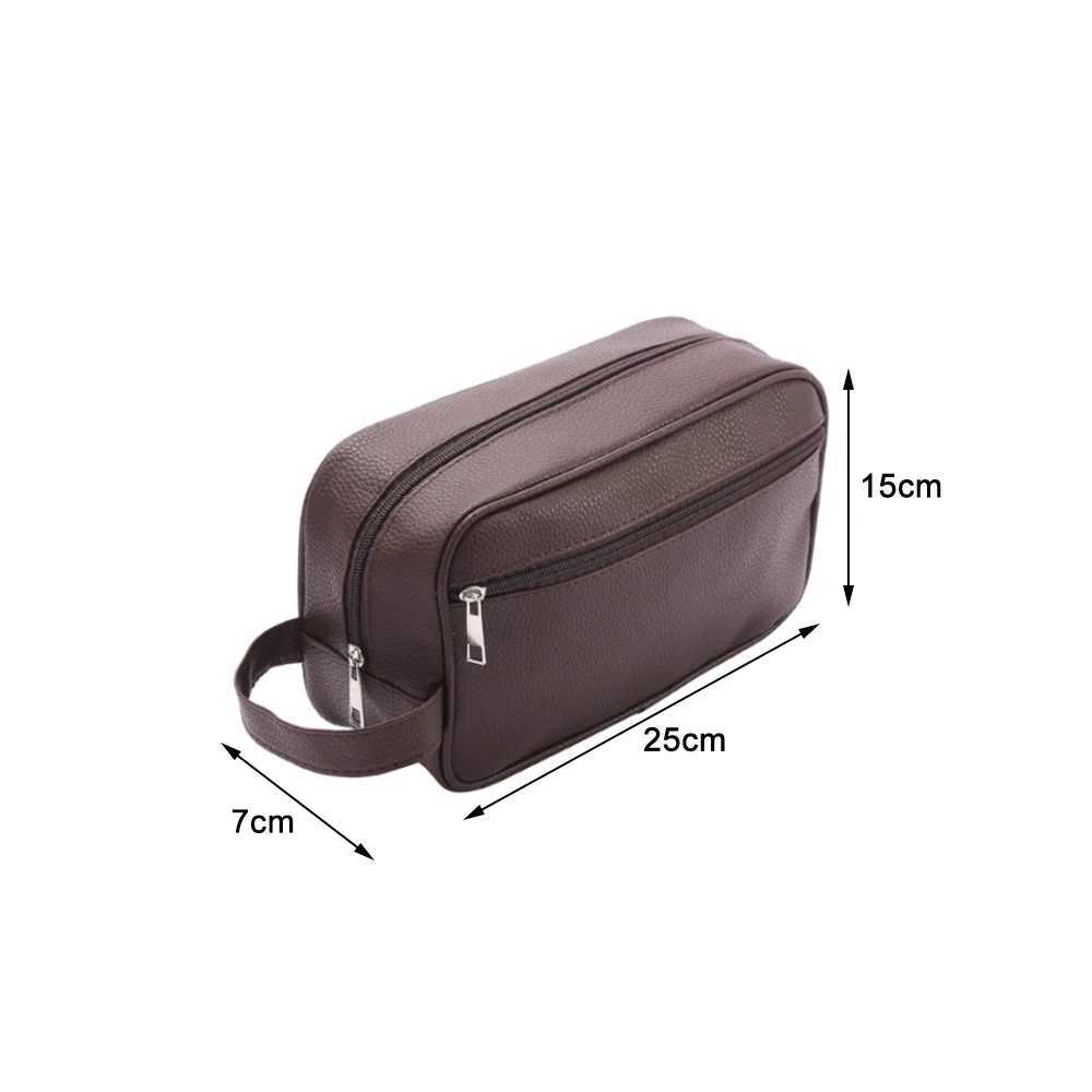 New Men Travel Cosmetic Bag Large Capacity Zipper Makeup Bags PU Leather Travel Toiletry Bag Cosmetics Organizer Storage Pouch J250926