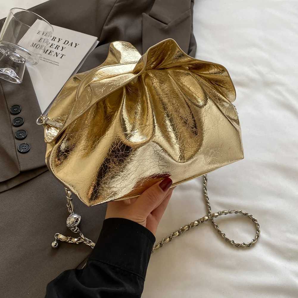Women PU Leather Clutch Purse Ruched Evening Bag with Detachable Chain Shoulder Bag Dressy Wedding Prom Party Purse Z250926
