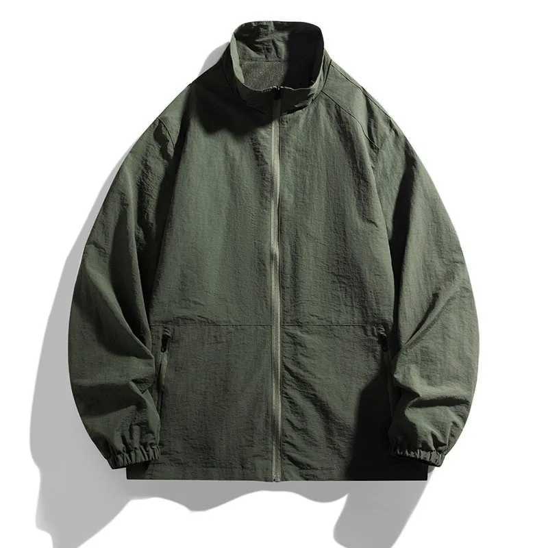 Autumn New Mens Jacket Solid Color Lapel Zipper Windproof Waterproof Fabric Male Stylish Fashion Outwear Casual Clothing W250926