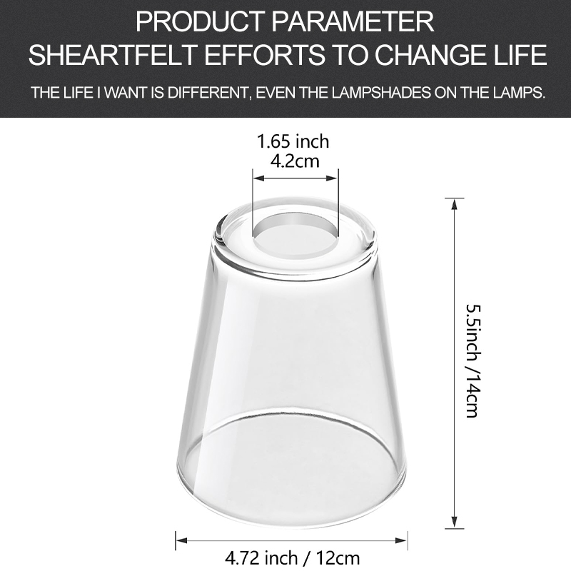 Fixture Replacement Clear Glass Shade, E26 Base with 1-5/8" Fitter, 6-Pack Cone Replacement Shades for Pendant Light, Wall Sconce, Vanity Light, 