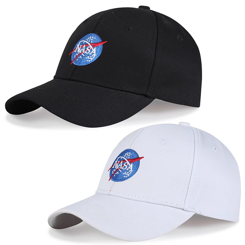 NASA Embroidered Baseball Cap - Black White Space Themed Hats for Men, Women, Teens & Adults