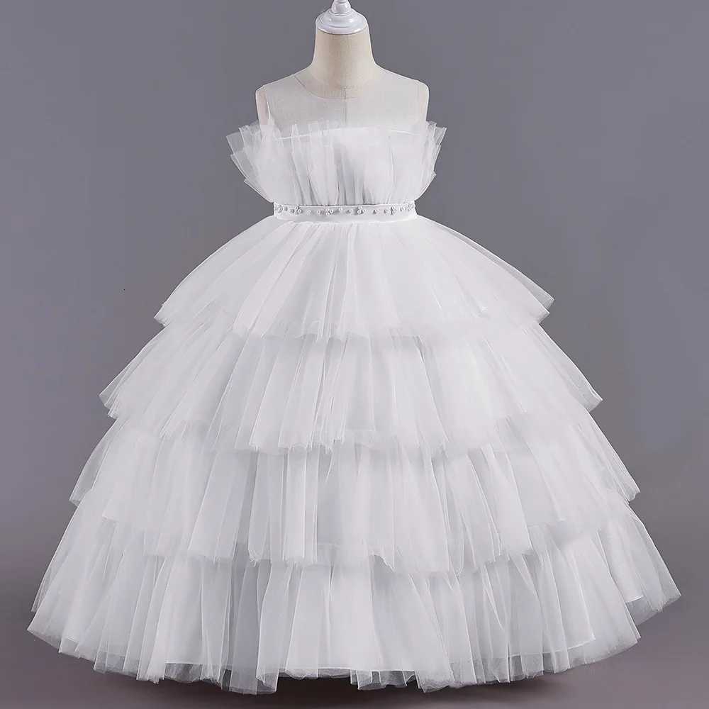 Fashion White Bridesmaid Party Girls Dresses Elegant Cake Tulle Wedding Birthday Prom Princess Dress Gala Wedding Evening Gown Z250926