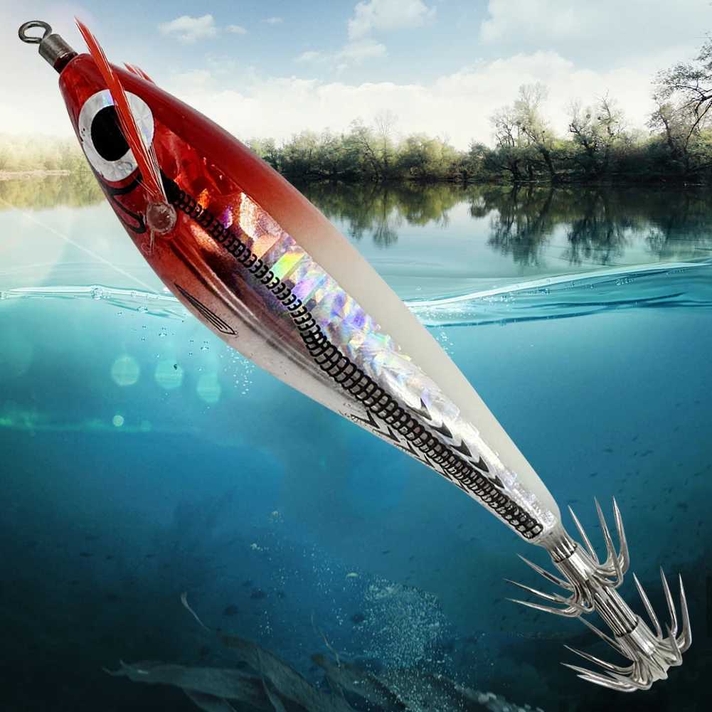 Laser Horizontal Shrimp Squid Hook Webfoot Octopus Egi Artificial Fishing Lure Shrimp Bait Wood Shrimp Bait Sturdy Squid Hook W250926