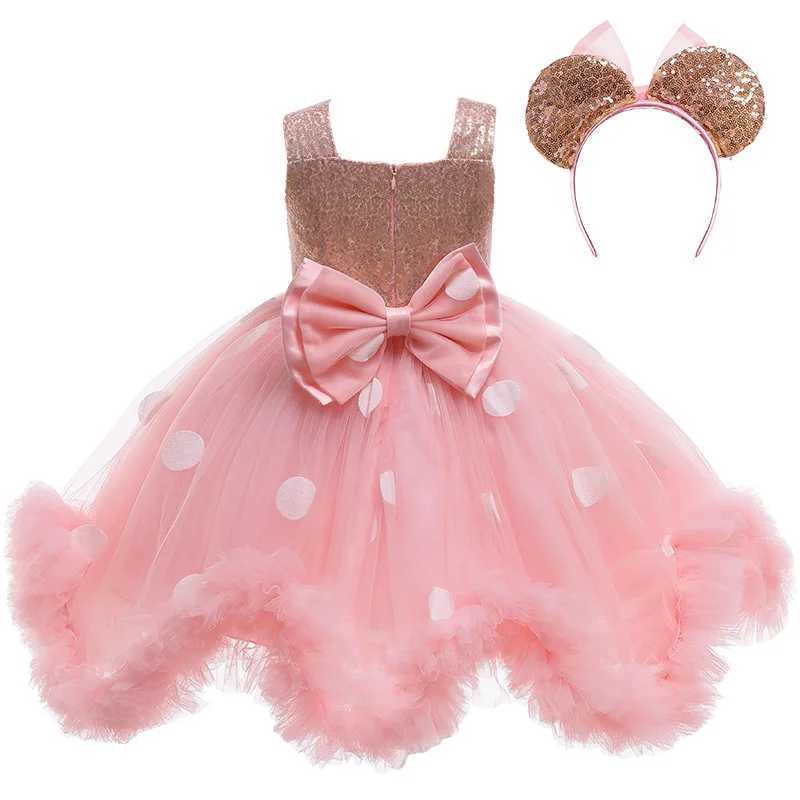 1 2 3 4 5 6 Years Baby Girls Dress Summer Sequined Mesh Fashion Girls Princess Dresses And Hairbands 2Pcs Childrens Clothing Z250926