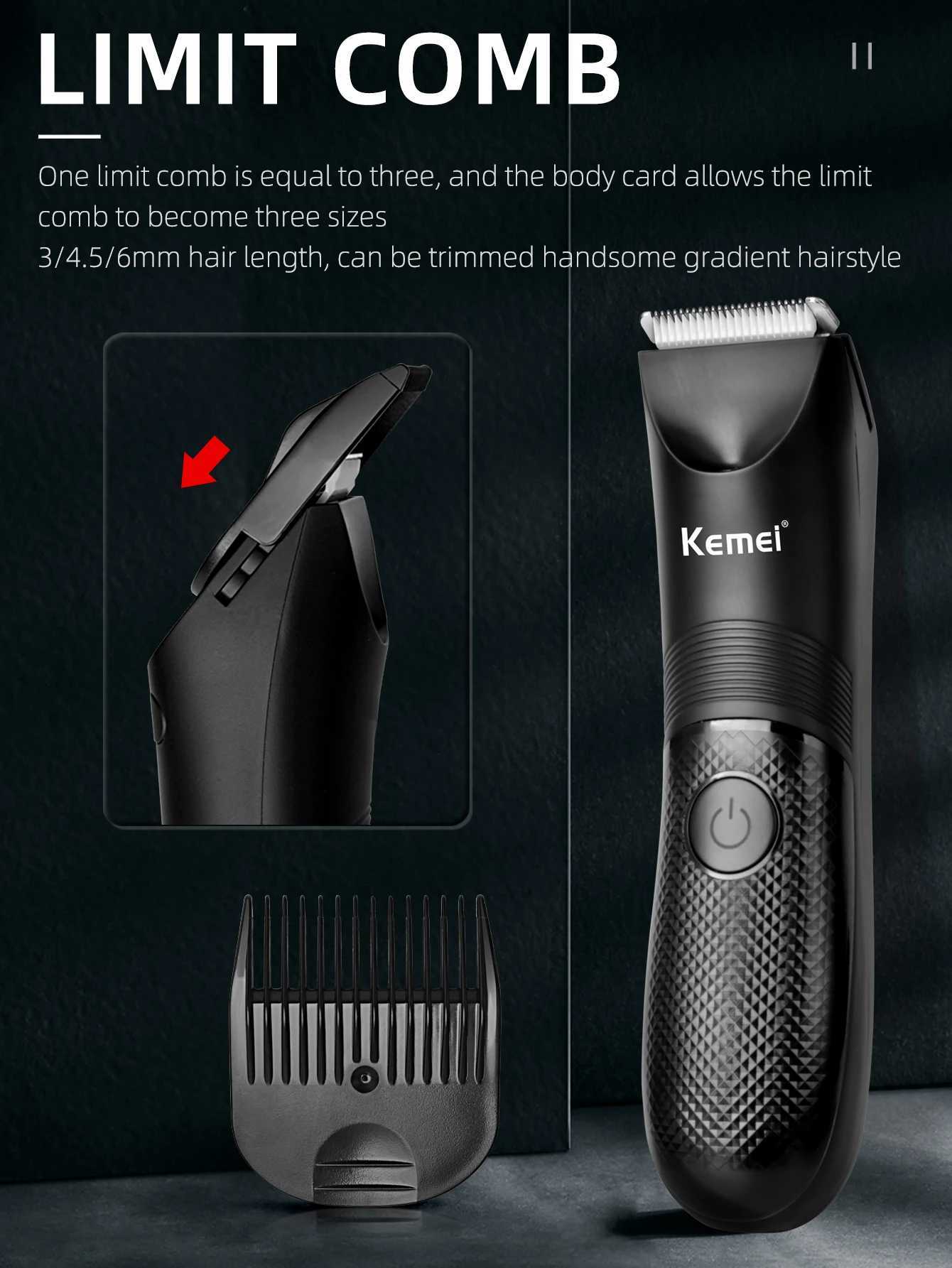 Kemei Electric Hair Clipper Professional Sensitive Area Haircuts Machine Waterproof Body Trimmer with Charging Base KM1838 R250926