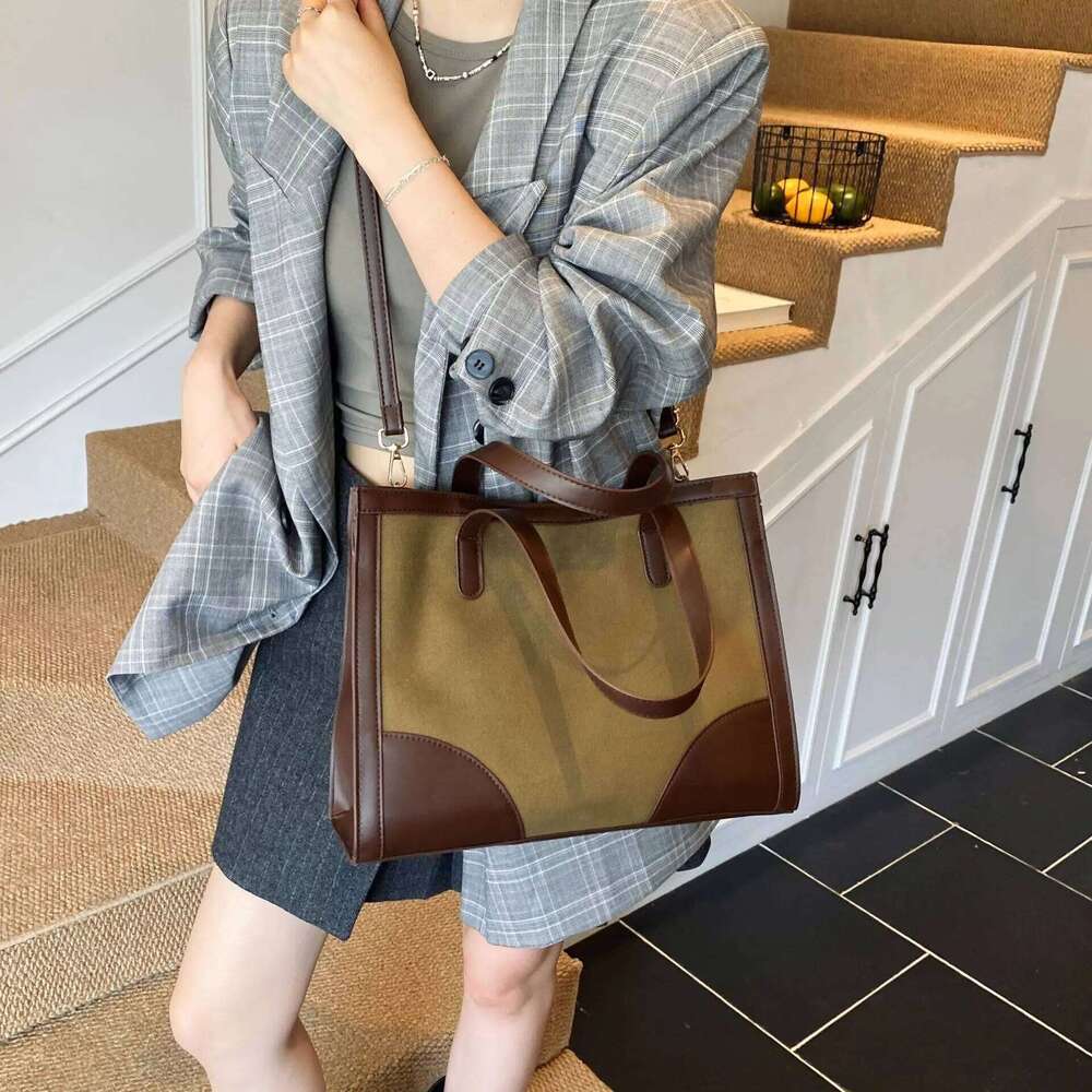Luxury bag New Autumn and Winter Large capacity Women s Contrasting Color Messenger Casual Commuter Portable Tote Bag