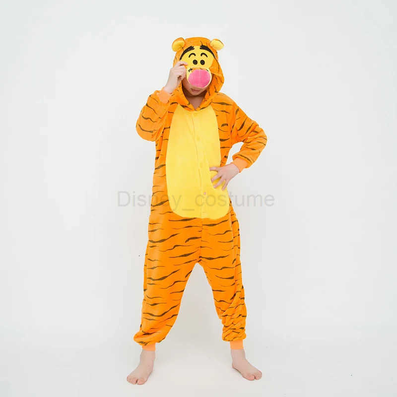 Disney Kigurumi Kids Cute Jumping Tiger Animal Cartoon Pajamas Children Sleepwear Girls Boys Onesies For Christmas Halloween Party H250926