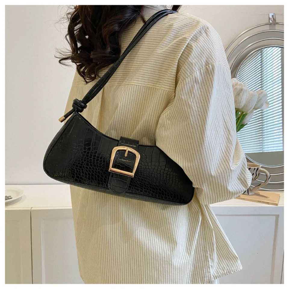 Retro PU Leather Womens Handbags Stone Pattern Armpit Bag Ladies Commute Handbag Trendy Large Capacity Shoulder Bag Z250926