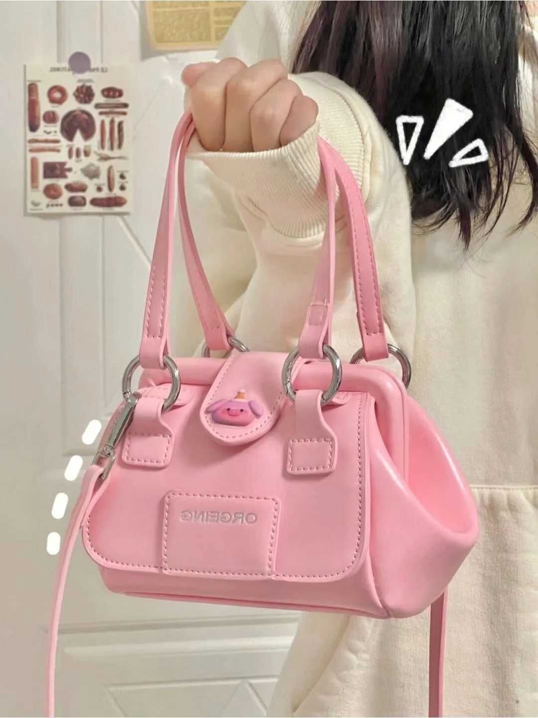 Pink Crossbody Bags for Women Luxury Designer Long Strap Cute Handbag Trend 2023 Vintage Small Shoulder Bag For Girls Summer New Z250926