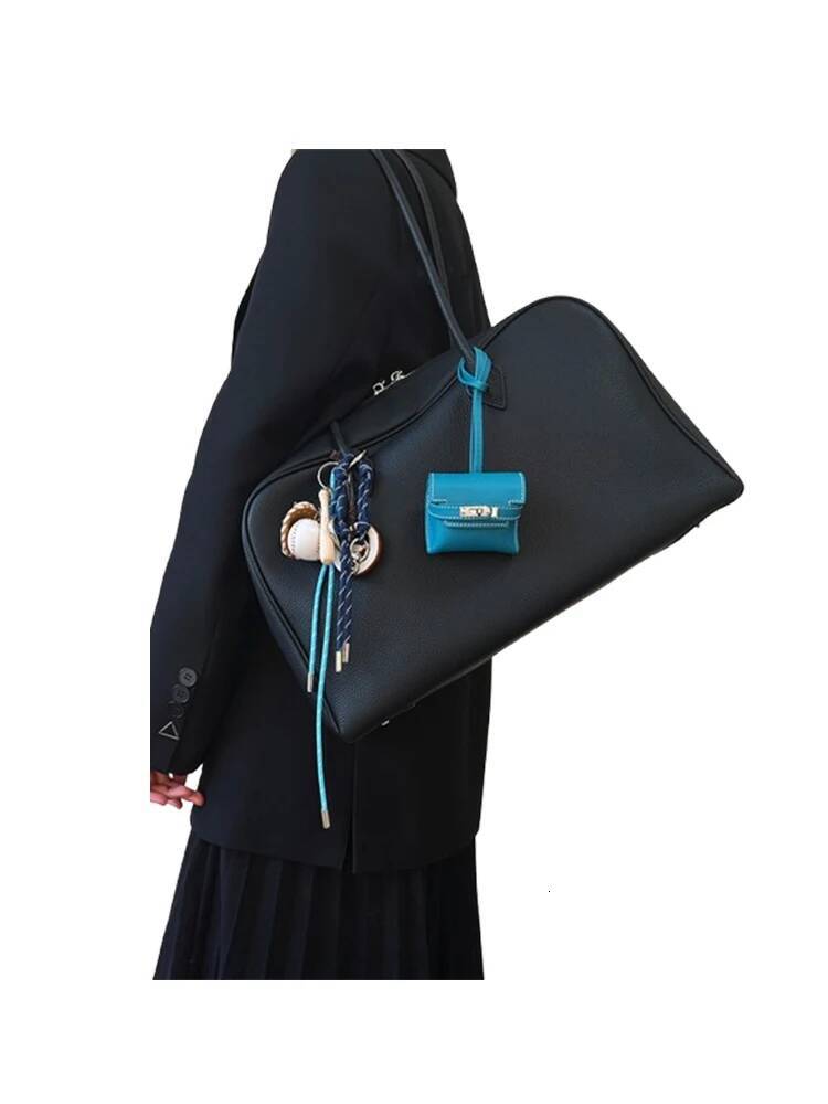 Bla Leather Large Capaci Tote Women's 2025 New mat High-End Single oulder Boston Bag Casual Sle