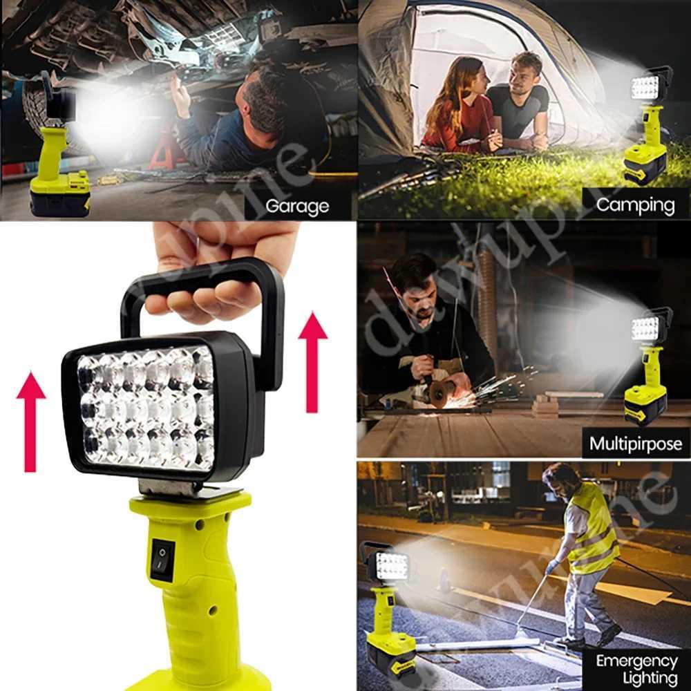 For Ryobi 18V Lithium Battery P107 P108 18 Beads LED Working Lights Portable Lanterns Camping Lamp Torch Flashlights Spotlights C250925
