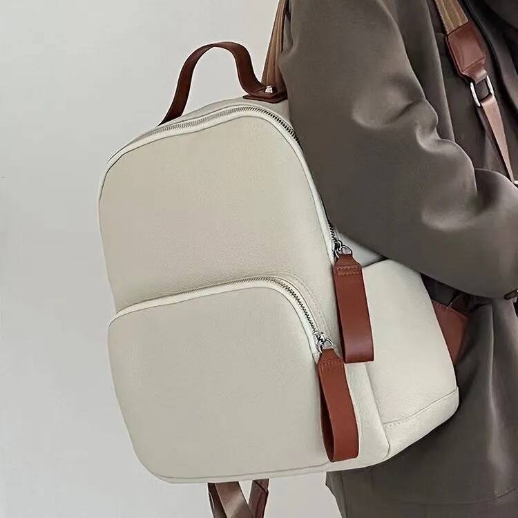 New Fashion Brand Cow Genuine Leather Women Backpacks Female Ladies Girl Student Korean Casual Designer Backpack high-quality