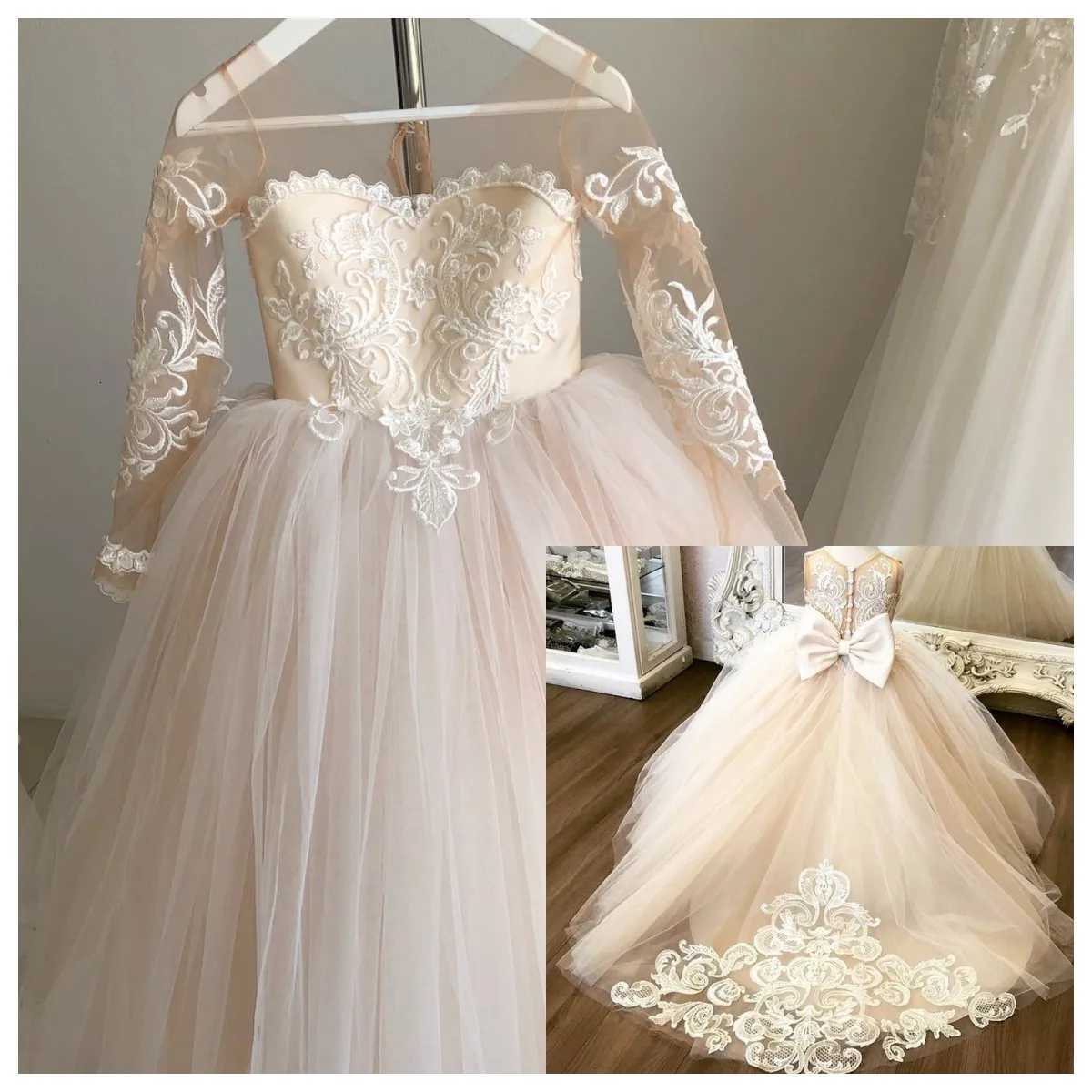 Flower Girl Dress Long Lace Princess Dress for Girls Sleeveless First Communion Gown Child Wedding Party Dress Z250926