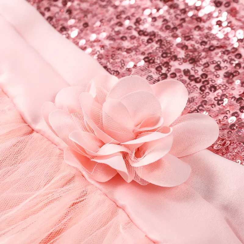 Children Girls Sleeveless Sequins Tulle Princess Dress For Flower Kids Birthday Wedding Party Pageant Communion Elegant Gown Z250926