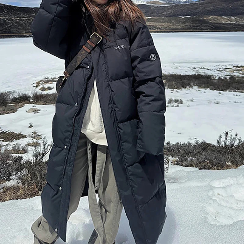 Turtleneck Thicken Down Coat oversize Loose Coat Zipper Pockets Long Coat Casual Parkas For Women 250917