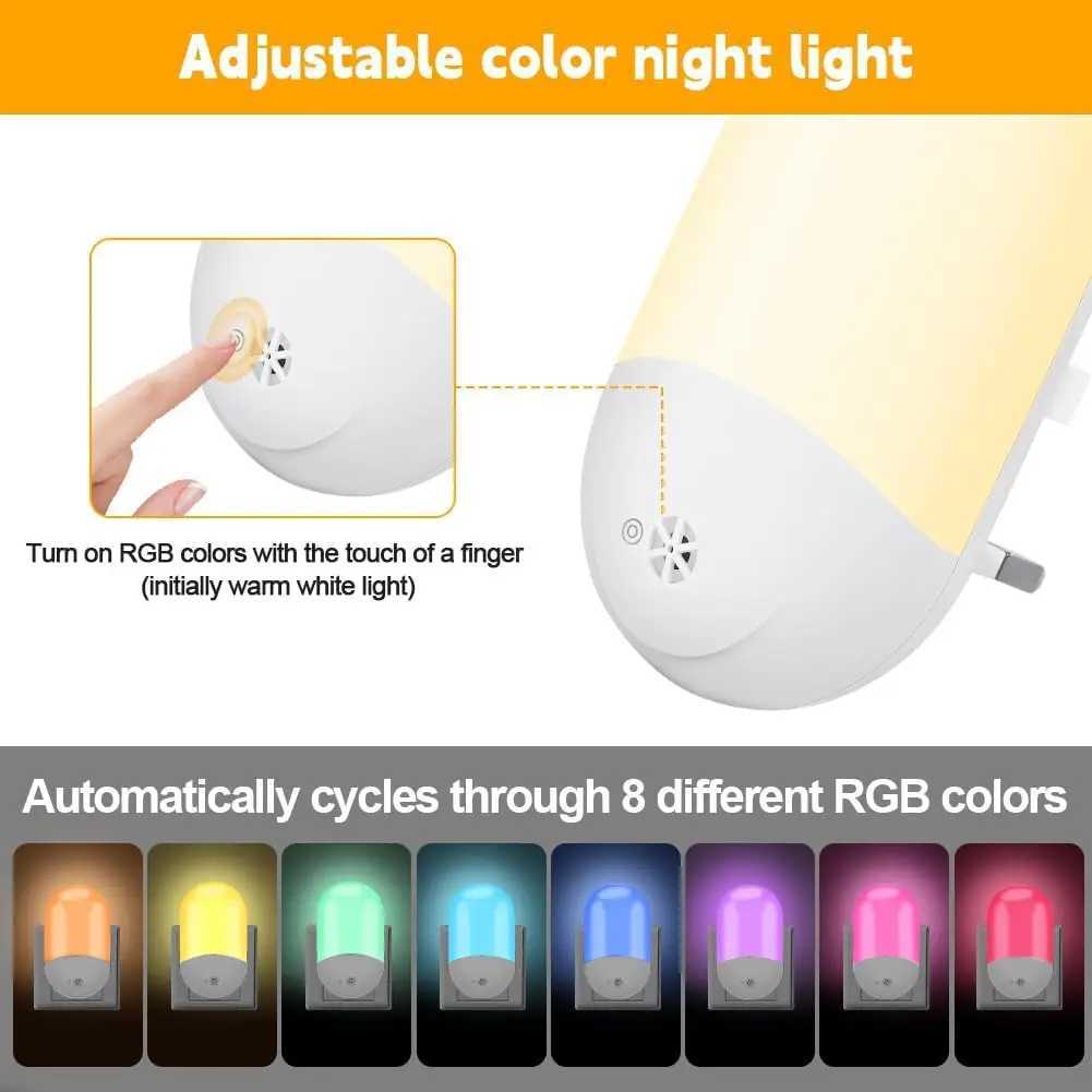 Plug in Night Light Plug in Wall with Dusk to Dawn Sensor 05W Warm White RGB Night Light for Kid Bedroom Bathroom Stair C250925