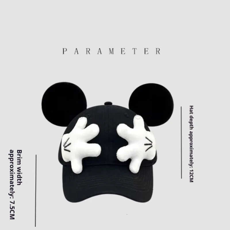Disney Mickey Mouse Baseball Cap Small Palm Doll Sun Protection Peaked Kawaii Cartoon Mickey Ears Sun Hat for Fun And Protection H250926