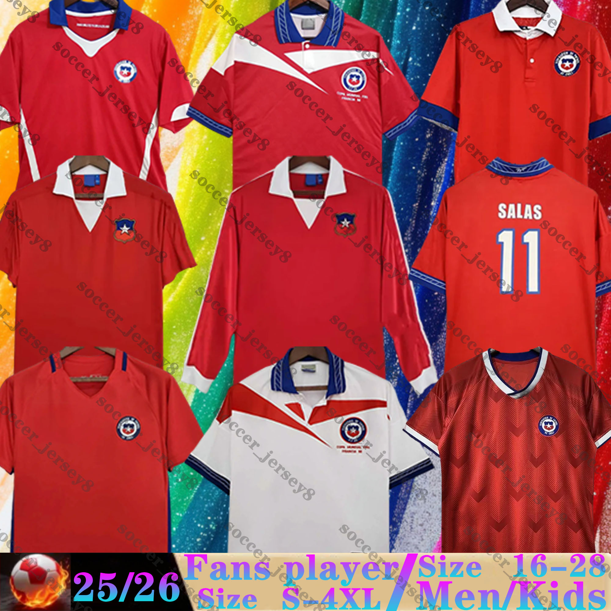 2025 2026 Chile national soccer jerseys Retro home away 82 98 14 16 17 Long sleeves CEPEDA MARCELINO VIDAL OSORIO 25 26 Seleccion Chilena de Futbol men football shirts