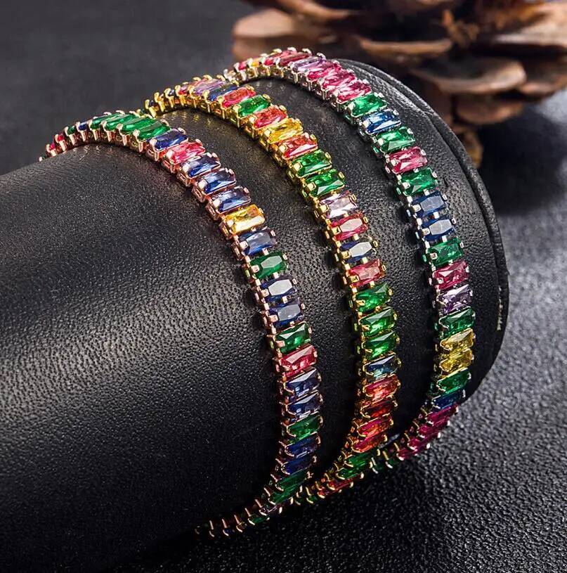 100 925 Sterling Silver 46mm Emerald Cut High Carbon Diamond Bracelets For Women Engagement Wedding Party Fine Jewelry