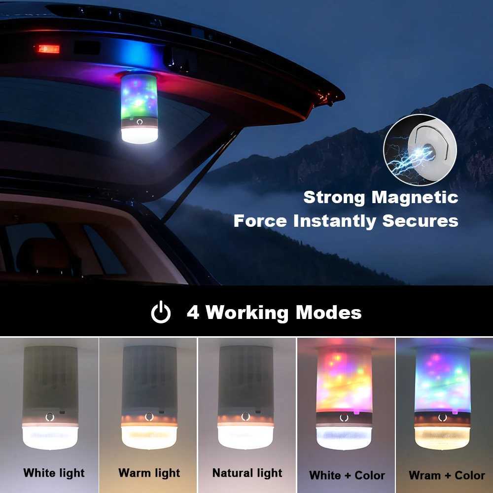 Camping Lights Rechargeable Lamp LED RGB Magnetic Attraction Camping Lantern Power Bank USBType C LED Night Light C250925
