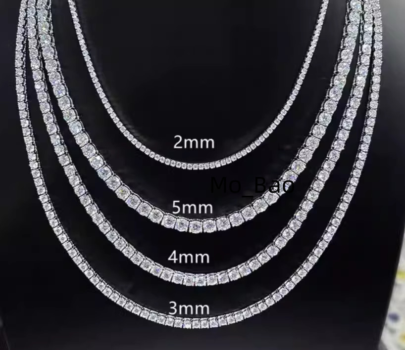 MSN574 Hip Hop Tennis Chain 925 Sterling Silver 5mm VVS Moissanite Diamond Fine Jewelry Necklace Moissanite Tennis Chain