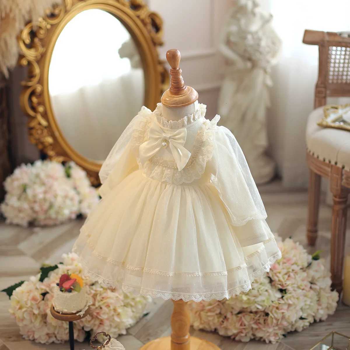 1 year Flower Girl Dresses TuTu Birthday Wedding Lace Childrens Princess Gowns Baptism Party Fluffy Wedding Tulle DressHeadwea Z250926