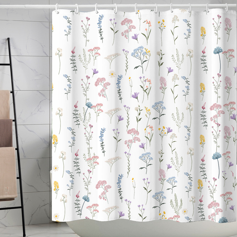 YL-37359 Waterproof Shower Curtain 3D Printed Tropical Jungle Plant Leaves and Flowers Season Polyester Shower Curtain with Hook