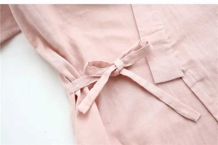 Kimono Robes Pajamas Suit for Couples Mens and Womens Cotton Sleepwear Clothes with Tie Up Three Quarter Sleeve Long Pants Z250925