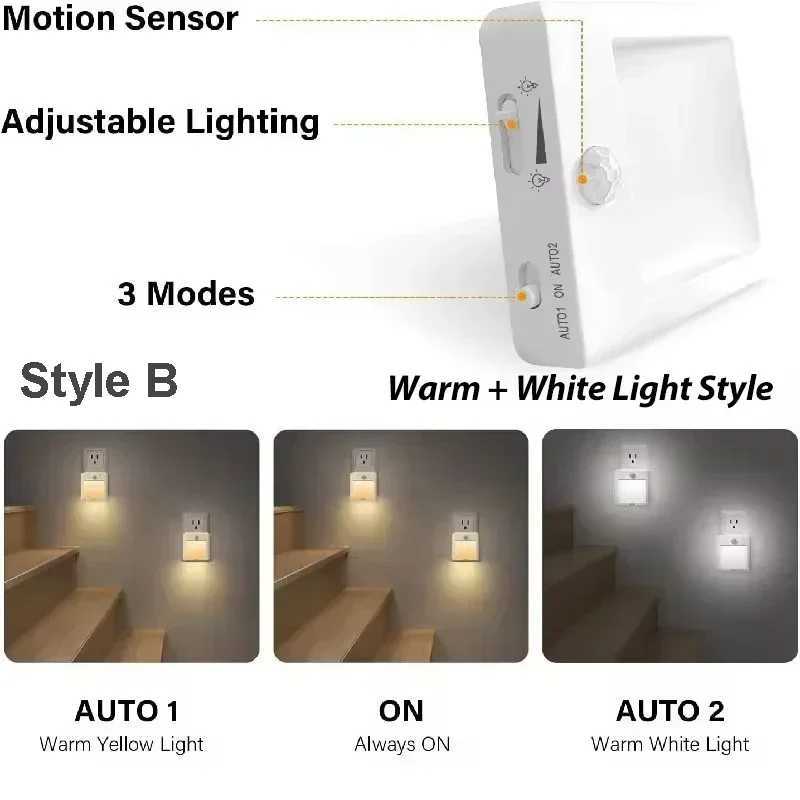 Motion Sensor LED Night Lights EUUSAUUK Plug Dimmable Cabinet Light for Baby Bedside Bedroom Corridor Wireless Lamp Lighting C250925