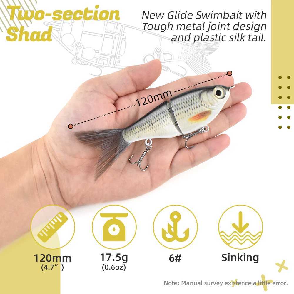 12cm175g Glide Fishing Bait Smooth Textured Body Vivid Realistic Fiber Tail Custom Color Glide Bait Crankbait W250926