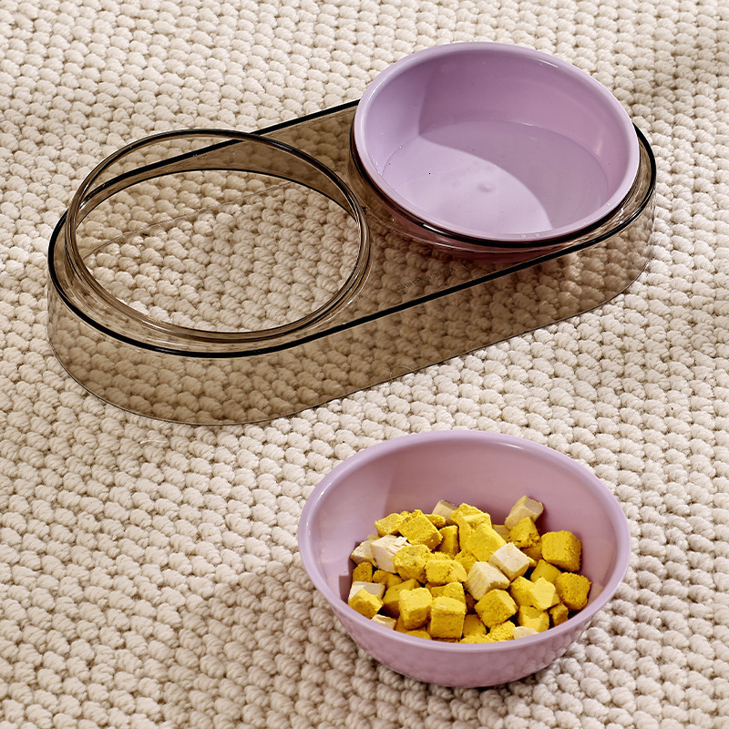 Candy Color Anti-Spill Neck Protection Pet Feeding Water Combination Double Cat Bowl