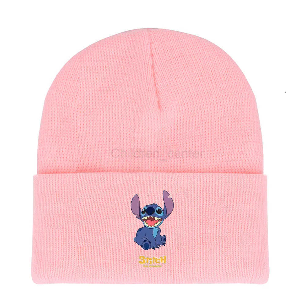 Disney New Warm Stitch Knitted Caps Anime Cartoon Stitch Kids Hat Winter Elastic Beanies Hat Birthday Gift H250926