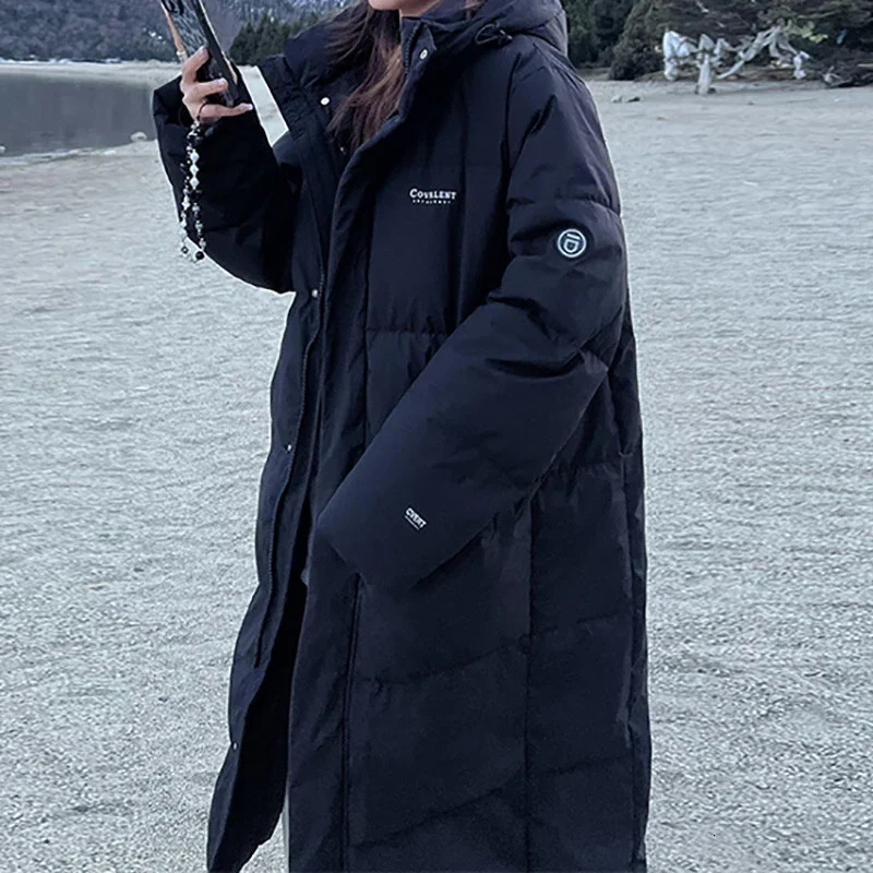 Turtleneck Thicken Down Coat oversize Loose Coat Zipper Pockets Long Coat Casual Parkas For Women 250917