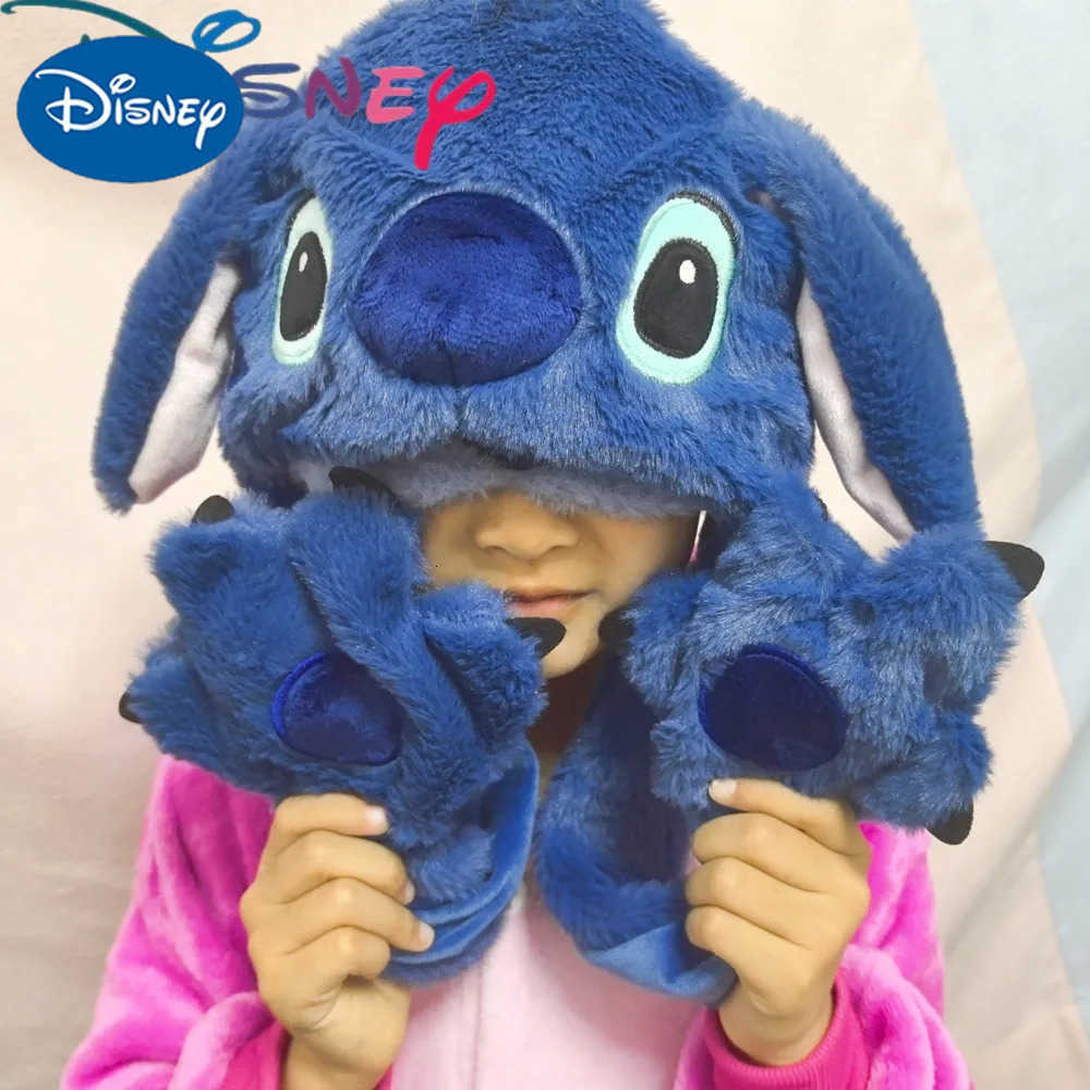 Disney 2025 New Kawaii Stitch Hat Anime Stitch Girl Keep Warm Blue The Hat Will Move When You Pinch Your Ears Kids toy Gifts H250926