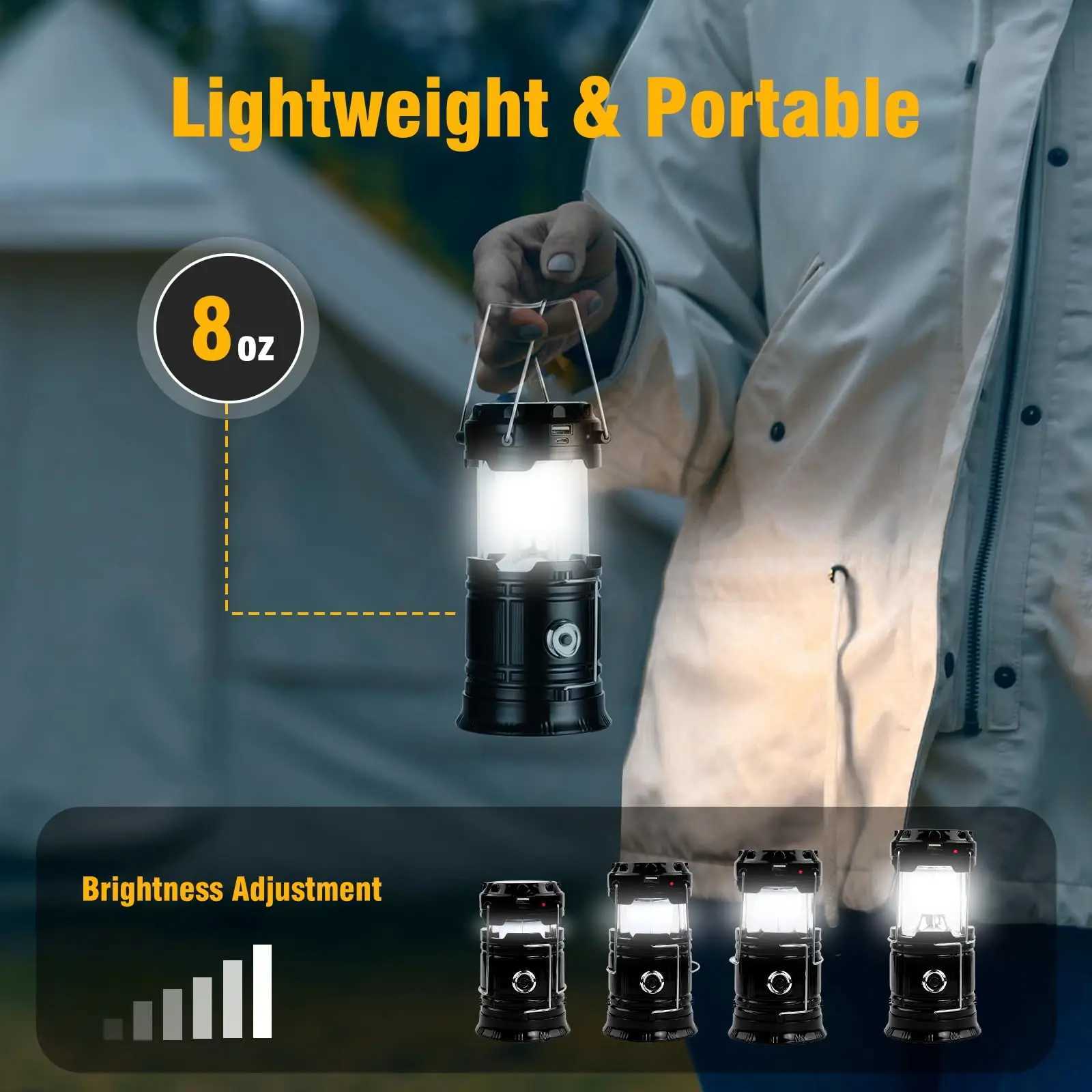 14pc Solar Camping Lantern USB Rechargeable Lamp Power Bank Portable Waterproof Solar Lights for Indoor Outdoor Emergency Light C250925