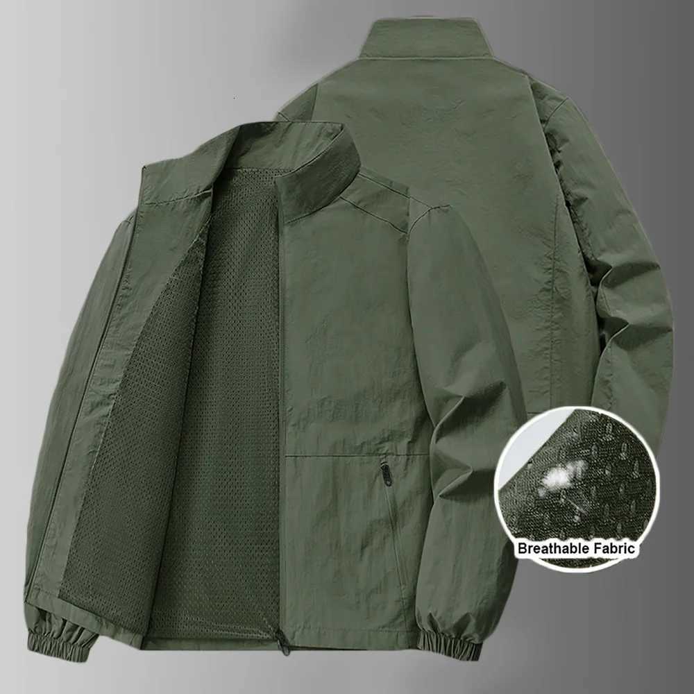 Autumn New Mens Tactical Jacket Sports Climbing OutdoorJacket Solid Color Zipper Design Casual Lapel Breathable Fashion Outwear W250926