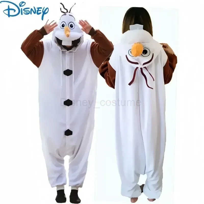 Disney New Cosplay Costume Frozen Olaf Snowman Pajamas Adult Children Jumpsuit Party Dress Fleece Cartoon Sleepwear Gifts Toys H250926