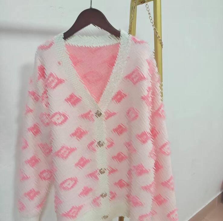 spring luxury pink sweaters womens long sleeve designer sweater women knitted cardigan jacket
