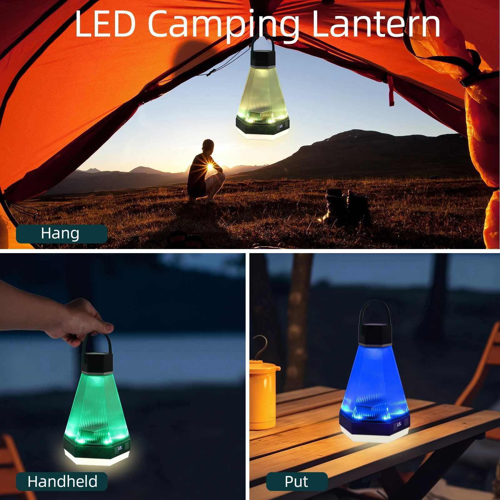Rechargeable Hanging LED Camping Light with 10m Color String Lights Bag for Halloween Christmas Decor C250925
