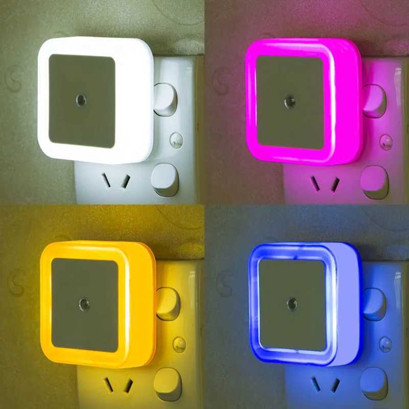 Mini LED Night Light EUUSUK Plug Light Sensor Square Shape Nights Lamp For Kids Room Bedroom Bedside Aisle Corridor 110V 240V C250925