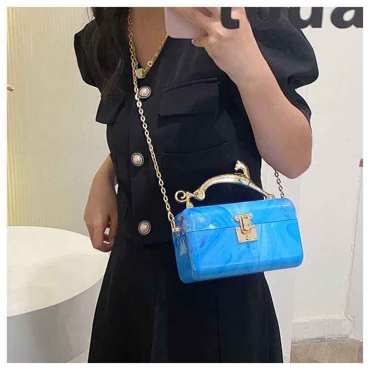 Square Box Party Handbag For Women Metal Leopard Handle Marbling Shoulder Chain Bag Female Tote Crossbody Bag Wedding Pouch Z250926