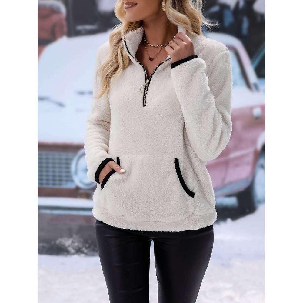 2025 Women's Half-Zip Long Plush Sweatshirt